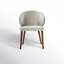 Chaise de salle à manger à oreilles Kanalu avec pieds en bois massif-257350907