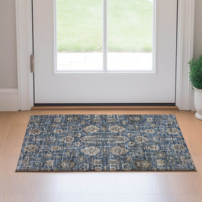 Tapis bleu marine de qualité supérieure lavable à la machine Prisco