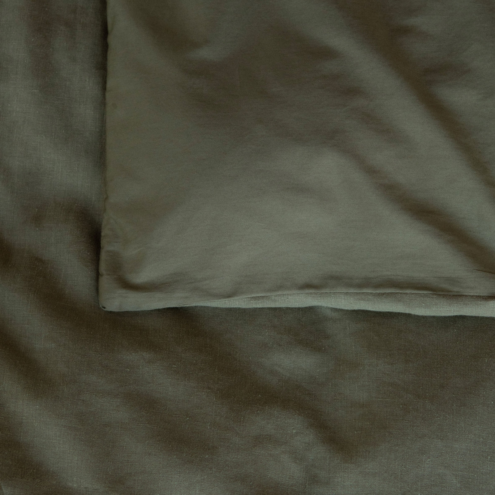 French Linen Duvet Cover Set, Moss, Twin Duvet Cover + 1 Standard Pillow Sham