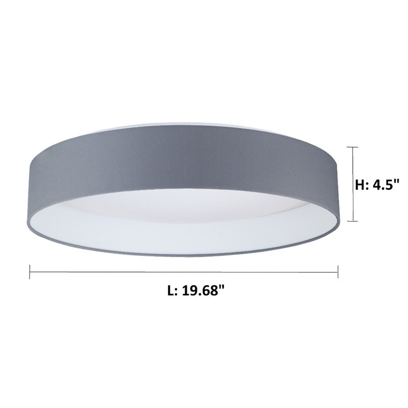 Bariah LED Flush Mount, Grey, 4.33" H x 19.69" W x 19.69" D