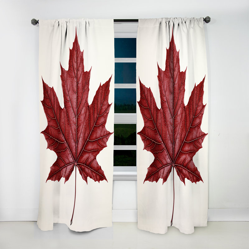 Feuille d'érable rouge d'automne Josiah Minimalisme - rideau en velours traditionnel - obscurcissant - 1 panneau