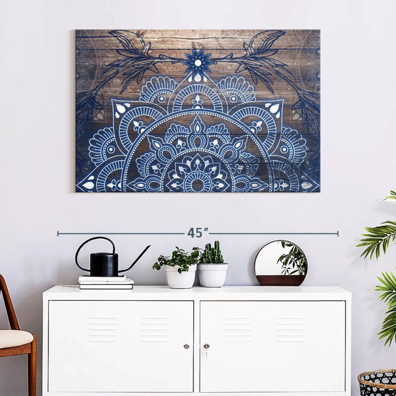 Mandala de plan sur toile, H 26 po x l 39 po x P 1,25 po