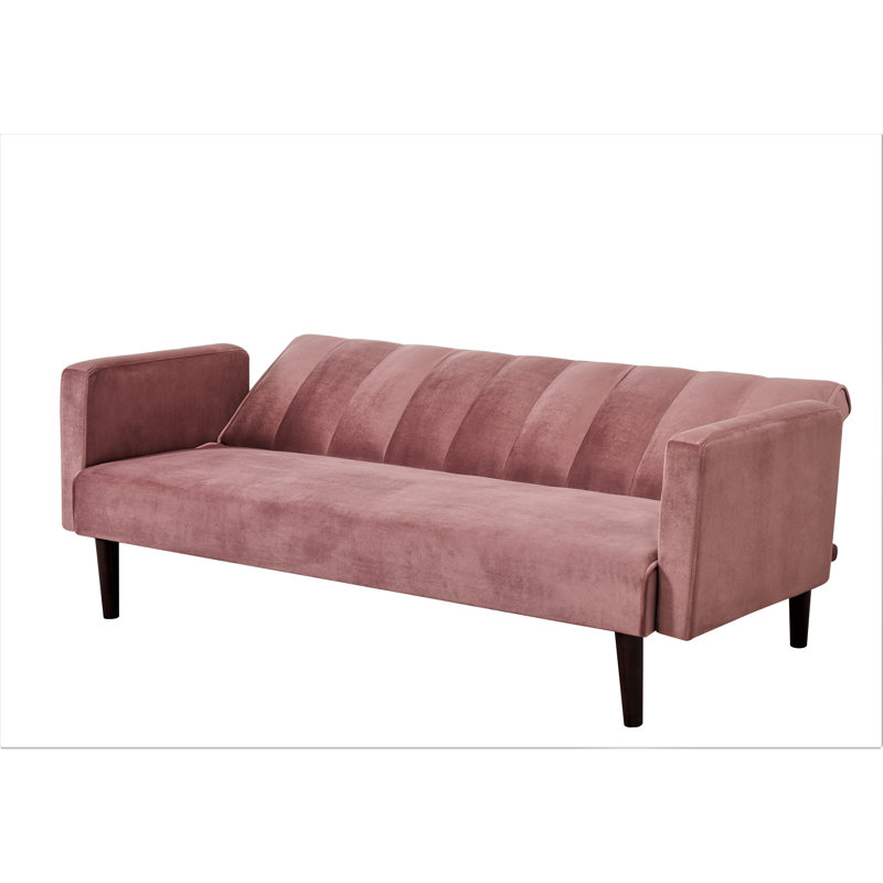 Daundry W72*D38.6*H24 72'' Velvet Convertible Sofa, Pink Velvet