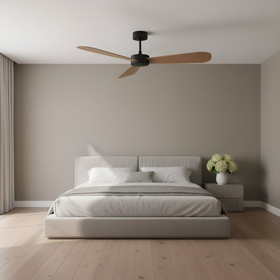  Ventilateur de plafond intérieur Paddle Smart 60 avec tige filetée, pales en chêne ABS et télécommande portable