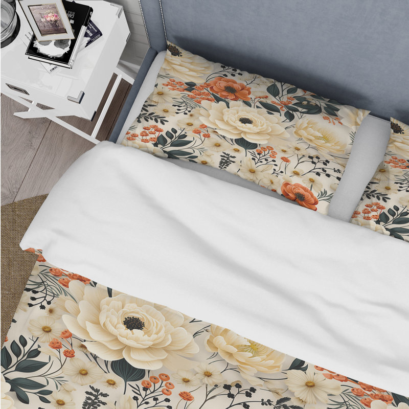 Ensemble de housse de couette Vintage White Boho, Housse de couette pour très grand lit et 2 très