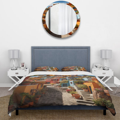 Colourful Mexico Colourful Casas This IX - Landscapes Duvet Cover Set - Microfiber Polyester
