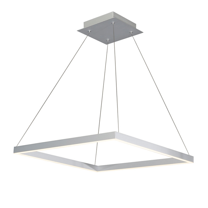 White Crystal 20-Inch Modern Square LED Chandelier