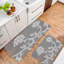 Ensemble de 2 tapis de cuisine à motif floral gris