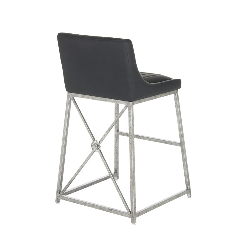 Medallion Stool, Black, Royal Silver, Counter Stool (26'' Seat Height)
