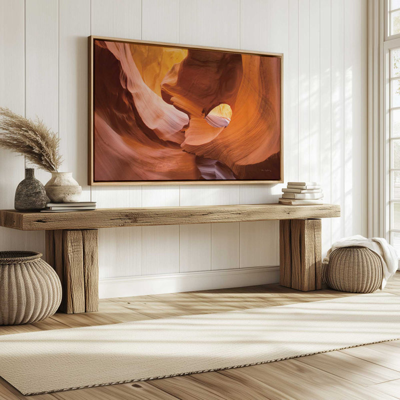 Dance of Sandstone Light , 12.75" H x 18.75" W x 1.75" D, Opaque White Floater Framed