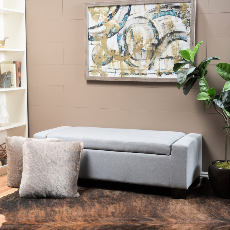 Tissu gris contemporain avec surpiqûres gaufrées, l 48,84 po x P 19,77 po H 17,07 po, beaucoup d'espace de rangement, tissu à assembler, coussins décoratifs et de rangement,