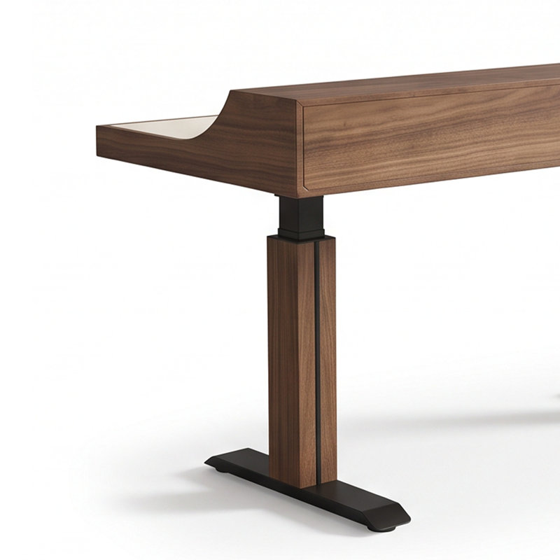 Bureau debout à hauteur réglable, 62,99 po, structure en placage de bois, plateau de table résistant aux égratignures, station de travail rectangulaire Mid-Century