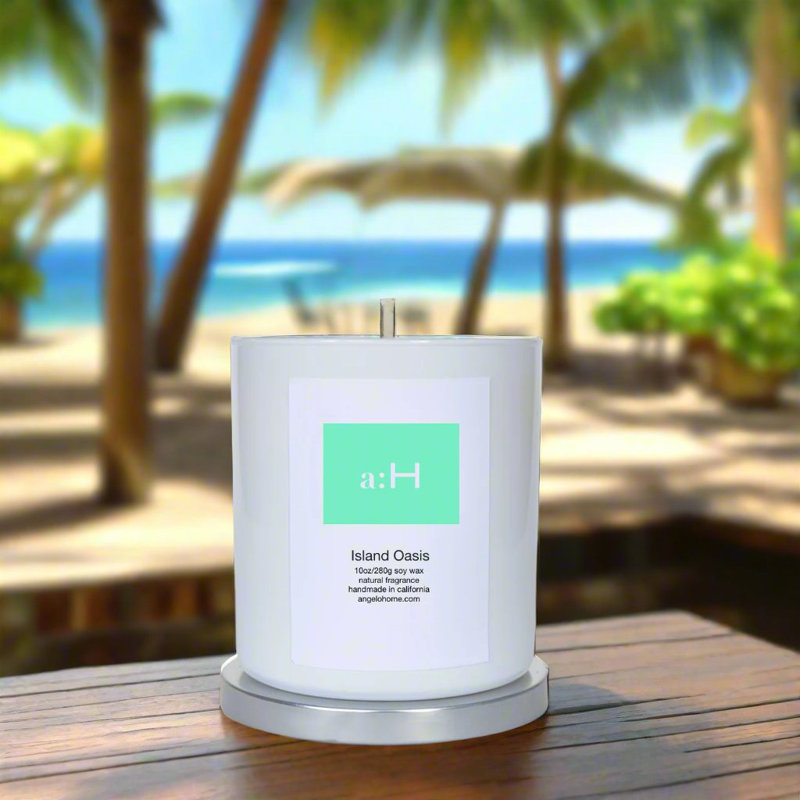 Bougie parfumée A: H Island Oasis avec porte-verre, 1