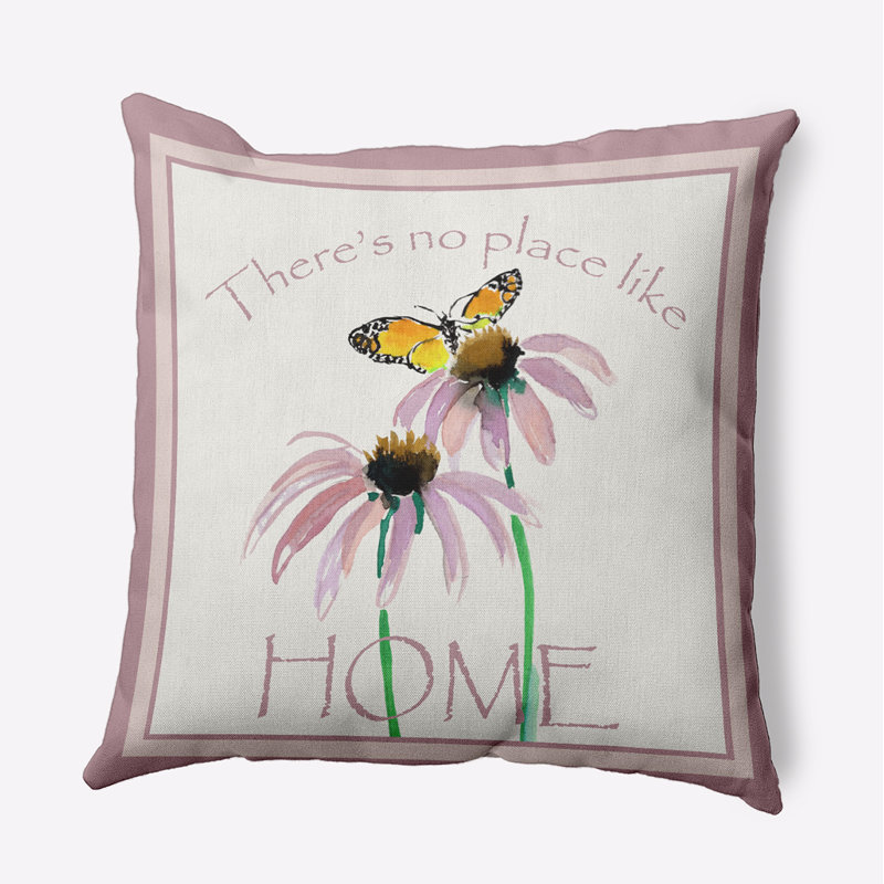 Coussin décoratif en polyester floral, H 18 po x l 18 po, Carré