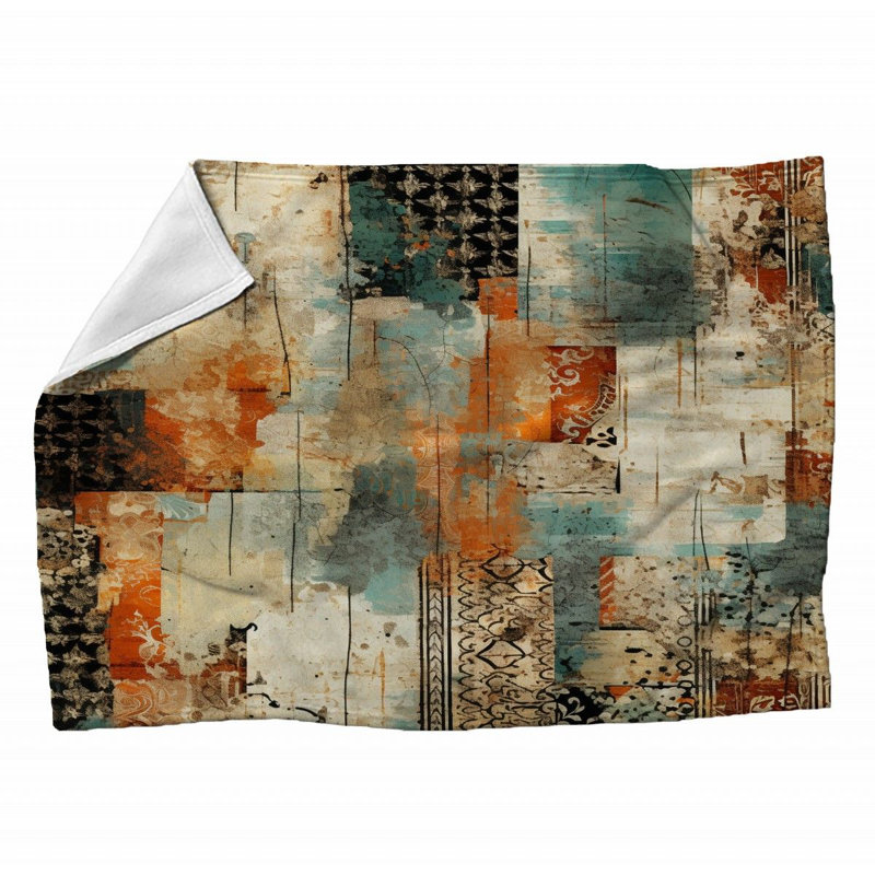 Machine Printed Throw Blanket, 60" L x 50" W, Geometric, Multi Color