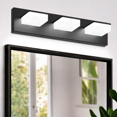 19.7 Inch Dimmable 4-Light Matte Black Vanity Light With 360° Rotatable Acrylic Heads, For Bathroom And Bedroom Vanity Lighting
