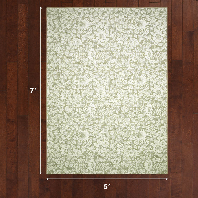 Laura Ashley Oastbrook Flowers Imagine Printed Chenille Rugs, Rectangle 5' x 7'