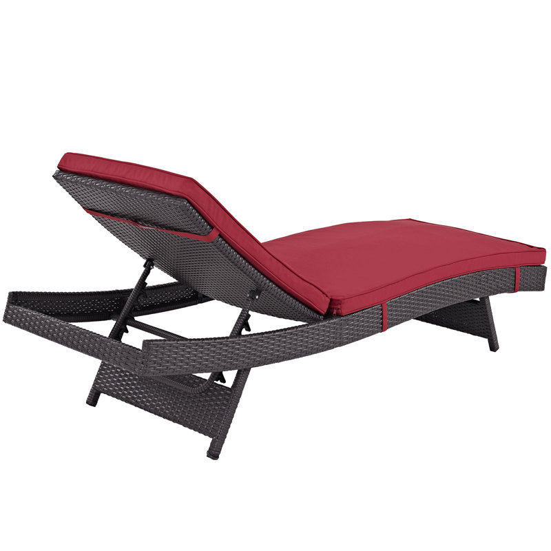 Chaises longues d'extérieur en rotin Convene, Rouge