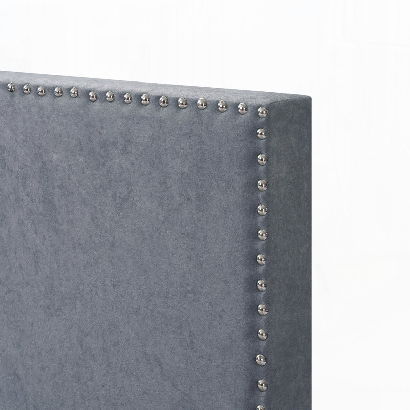 Lit plateforme tapissier, Gris, Double
