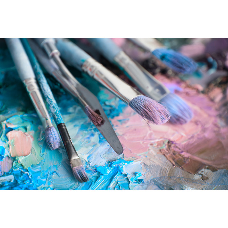 Artist's Palette With Paintbrushes by Nata_zhekova - Wrapped Canvas Print, 81cm H x 122cm W x 3.8cm D