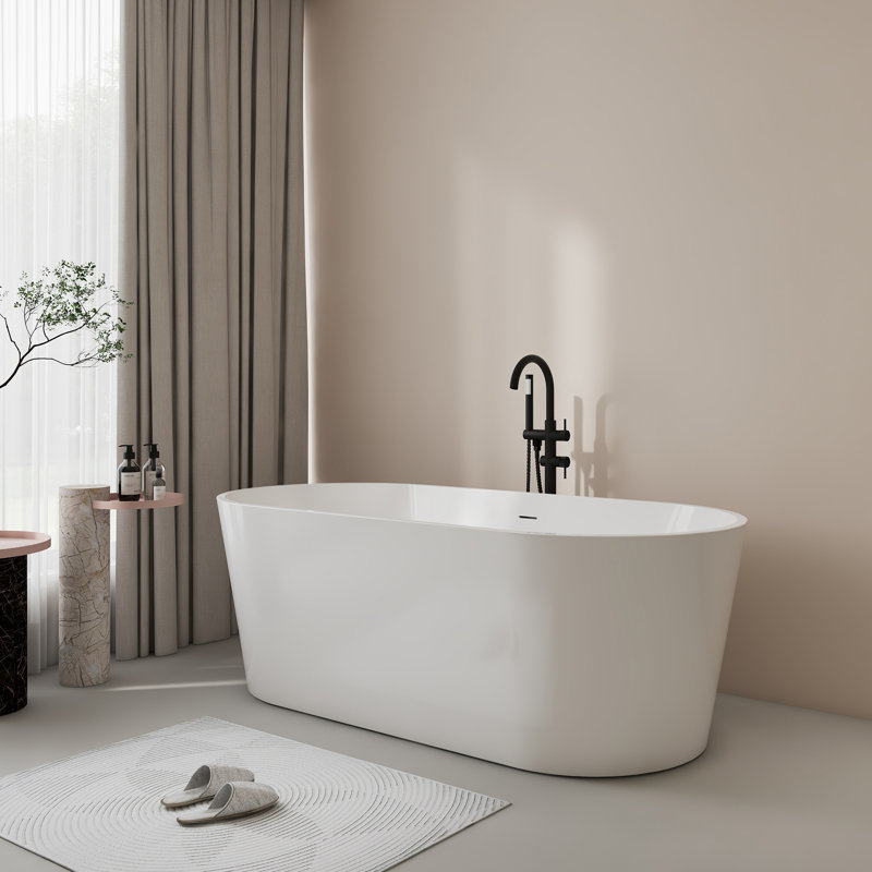 67" Acrylic Freestanding Bathtub Modern Soaking Tub
