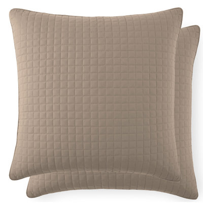 Southshore Fine Linens Vilano Quilted Sham Covers, Double-Brushed Microfiber Square-Stitched Pillow Shams with Piped Edges, Set of 2, 18" x 18" , Taupe