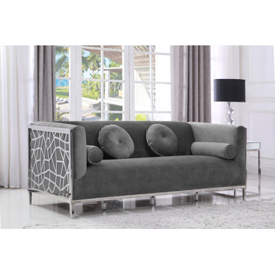 Sansa 83" Velvet Square Arm Sofa
