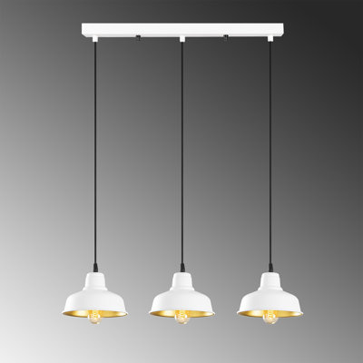 Scandinavian Style Chandelier, Metal Body, 42.1 x 7.5 inches | Adjustable Height 42.5 inches | 3 x E27 Max 40W Sockets | Elegant White Finish | Perfect for Living Room, Dining Room & Home Decor