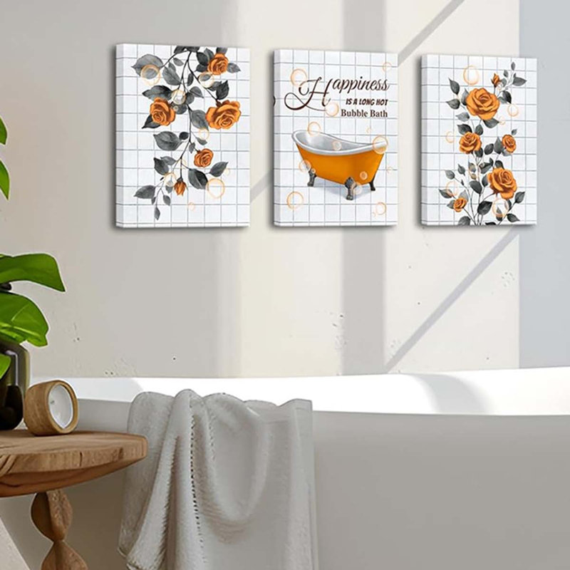 3 Piece Wrapped Canvas Print, Orange