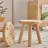  Solid Wood Stool with Playful 3D Dot Design,Small Round Wooden Ottoman, Plant Stand, Toddler Step Stool