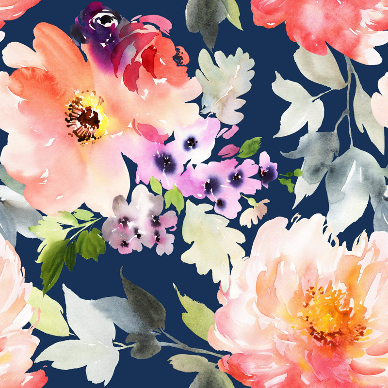 Murale 4 pièces fleurs Kinta, L 10,42 pi x l 125 po
