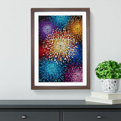 Fireworks Op No.3 - Single Picture Frame Print on Wood
