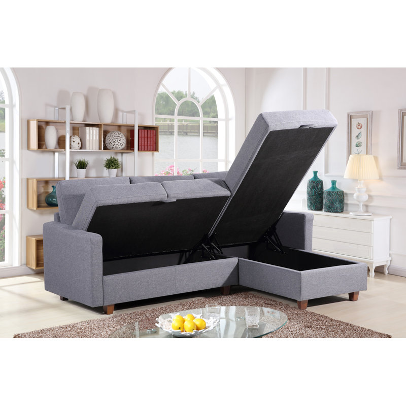 Canapé modulaire réversible avec rangement, Polyester gris foncé