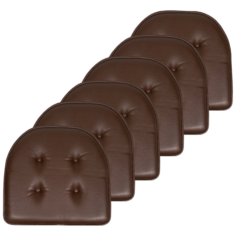 Faux Leather Indoor Chair Cushion/Pad, Brown, Set of 6