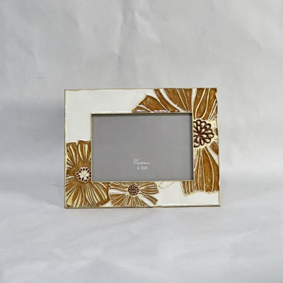 Elegant Rectangular Picture Holde, Beautiful Gold Floral Accents