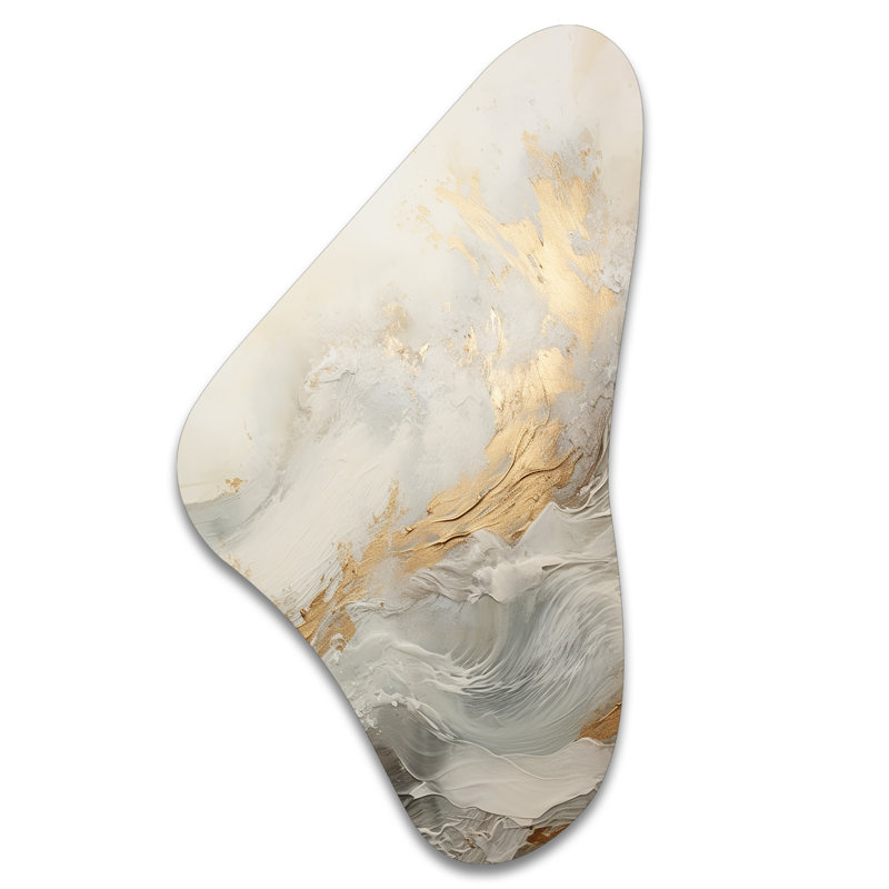 Décoration murale irrégulière Clanton, bord de mer beige et Gold River II, H 31 po x l 17 po x P 1 po