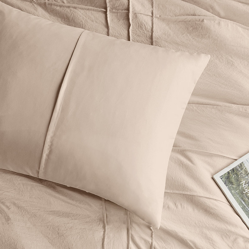 Harris Blush Soft Washed Pinch Pleated 3-Piece King Duvet Cover Set, King Duvet Cover + 2 King Shams, Blush