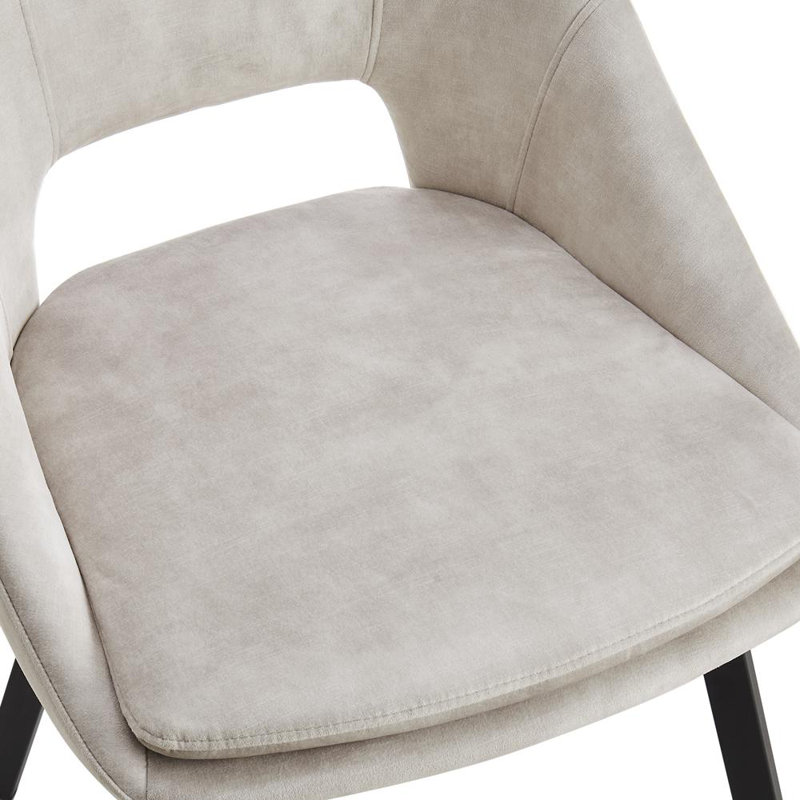 Ekalaka 48cm H Velvet Upholstered Upholstered Back Side Chair, Cream