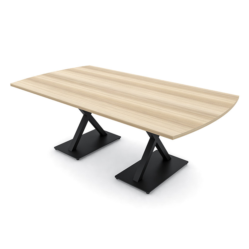 Table de conférence Pavert Arc, Noir mat, Blond blond cendré, H 30 po x l 84 po x P 48 po