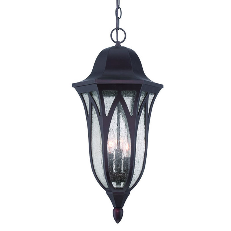 Lanterne suspendue 3 lumières Besaw, Bronze architectural
