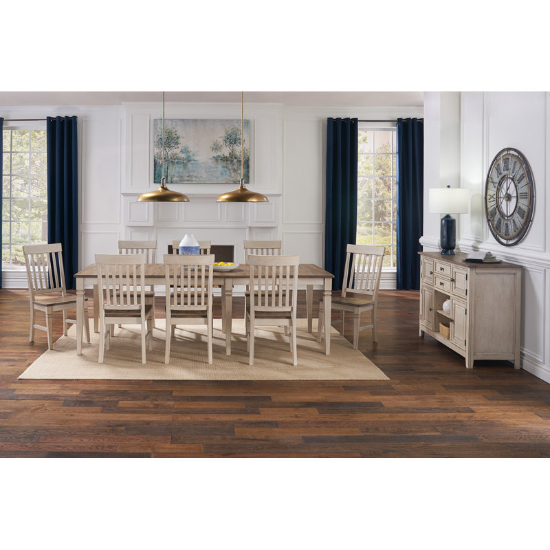 Chanequa 10-piece Extendable Solid Wood Dining Set, 10 Pieces: Table, 8 Chairs, Sideboard