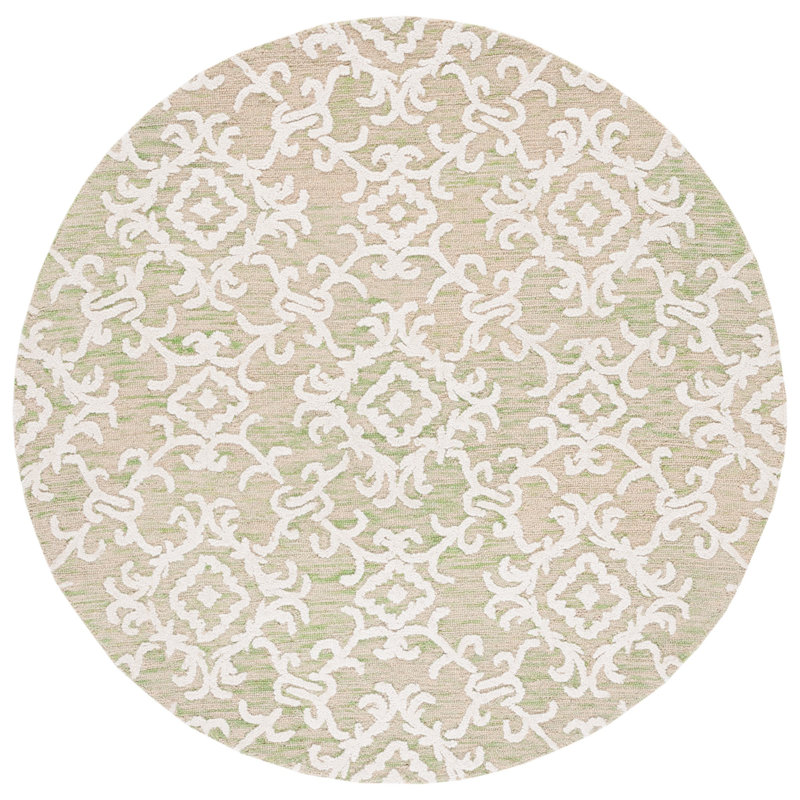Imanol Hand Tufted Wool Damask Rug, Round 6'