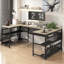 Bureau en U avec étagères et lumières DEL-892766983