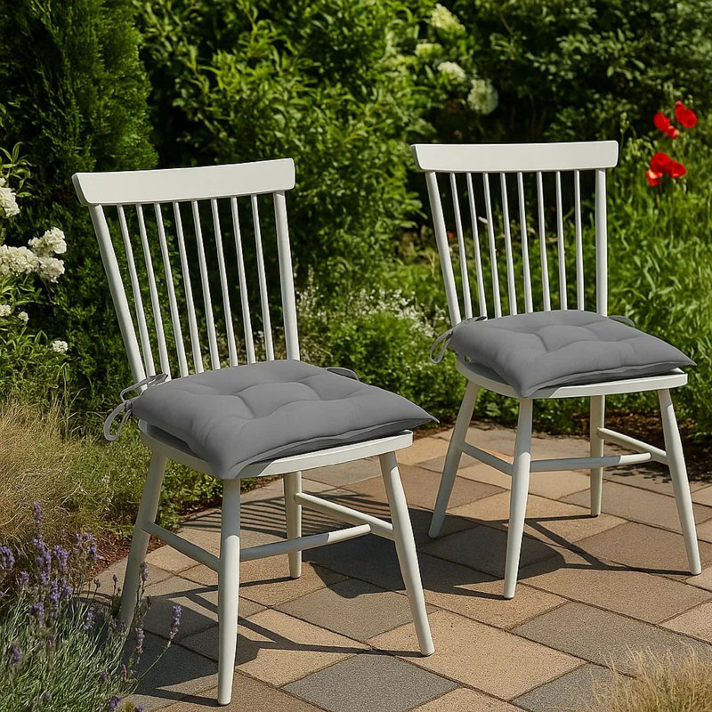 Kia Outdoor Cushion For Set Of 2, Square Oxford Fabric, Gray