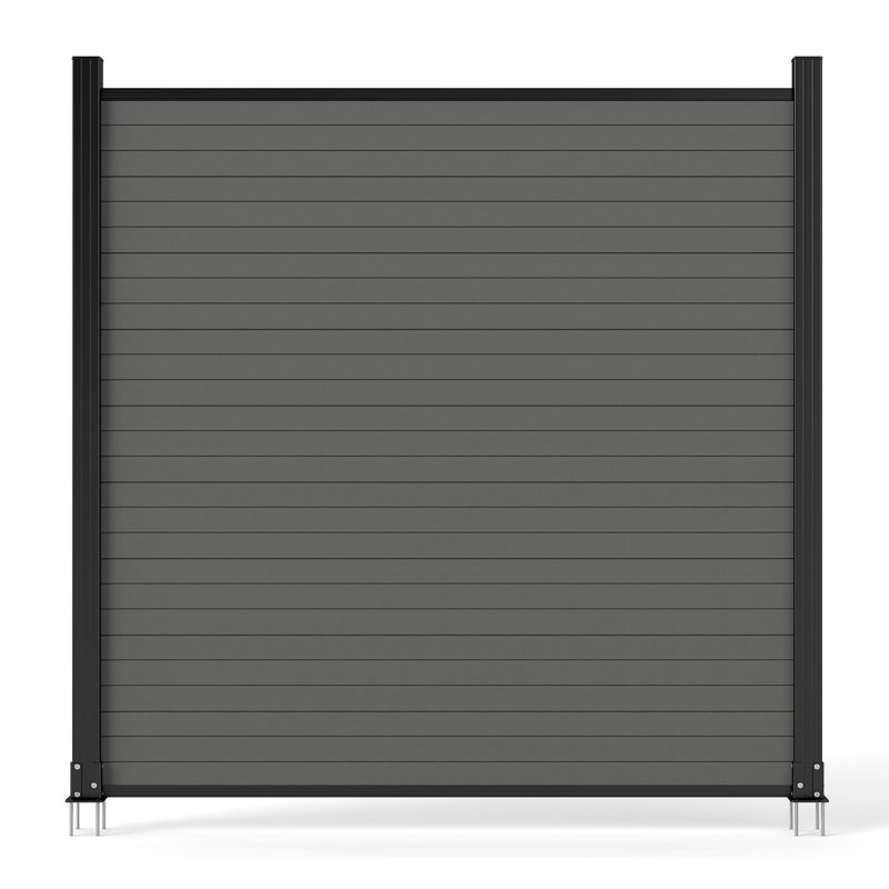 6.1 Ft H Composite Privacy Fence Panel With Post, Brushed Finish, Gray, 2
