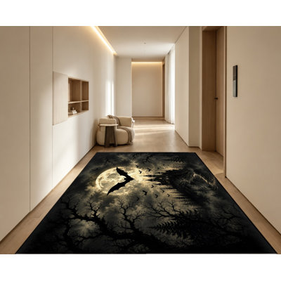 Tapis de style gothique d'Halloween, motif de chauve-souris foncé, tapis de sol antidérapant de conception artistique, décoration intérieure pour salon, chambre à coucher, entrée, porte d'entrée, cuisine, balcon, appartement
