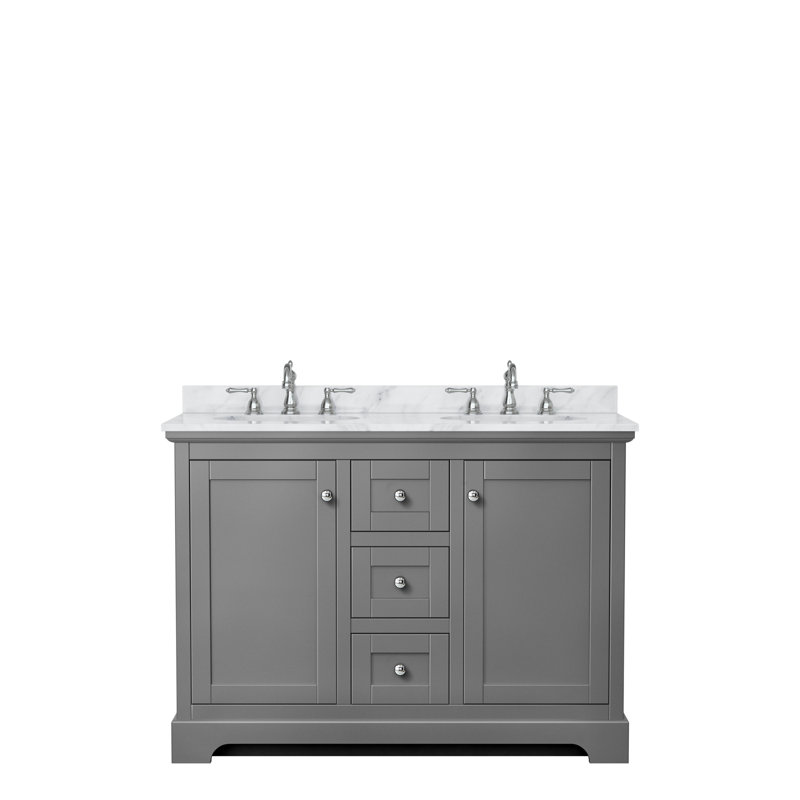 Ensemble de meuble-lavabo double 48 po Avery, Gris foncé, Chrome poli