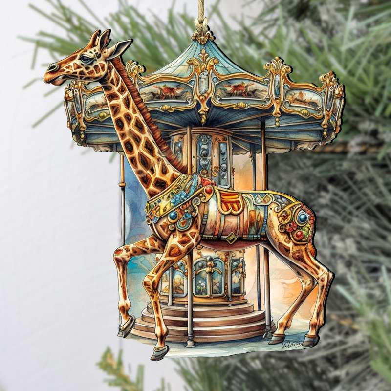 Carousel Giraffe Wooden Ornament