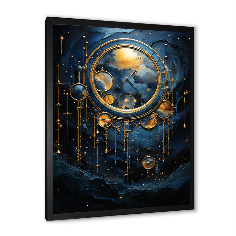 Pierre spirituelle univers bleu I, Cadre simple noir, H 20 po x l 12 po x P 1 po