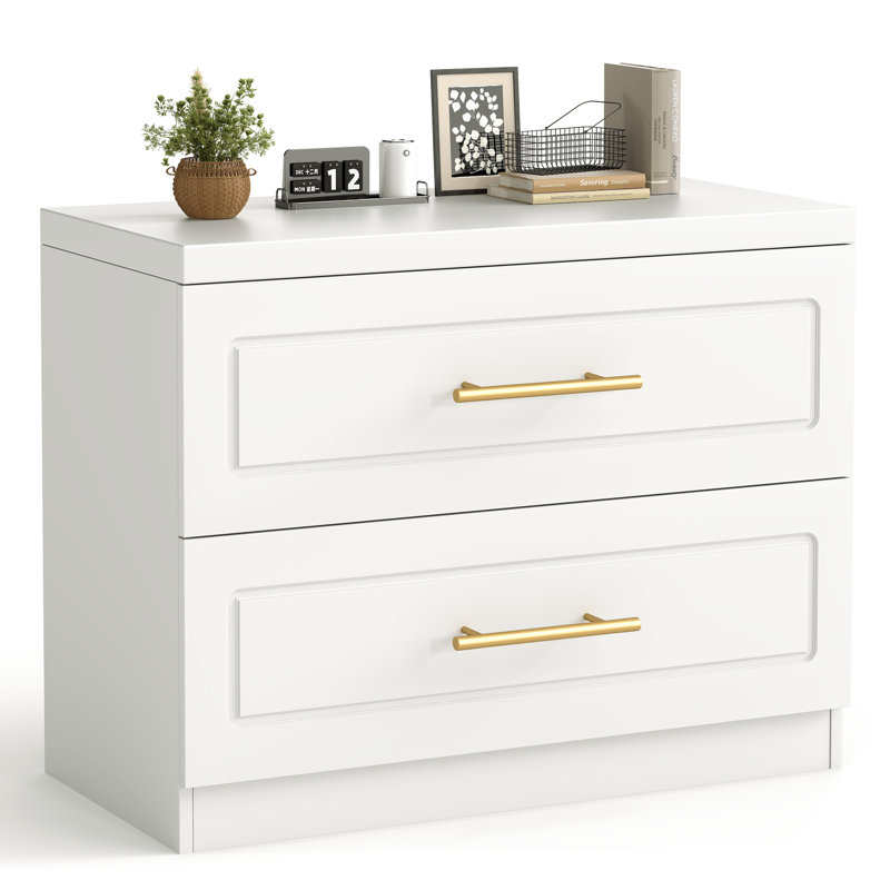 31.5‘’ W 2 Drawers White Nightstand